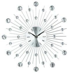 ProCart Ceas de perete cu efect 3D, elemente cristal, cifre arabe, 50 cm, argintiu