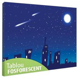  Tablou fosforescent Orasel cu luna 30 cm x 20 cm