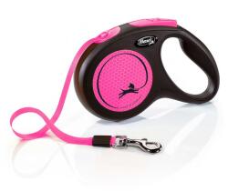flexi New Neon lesa automata pentru caini, roz, marimea M, 5 m