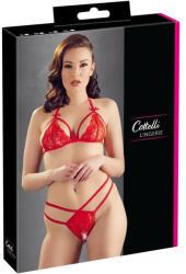 Cottelli Collection - nyitott, csipke melltartó szett (piros) (22112543041) - szexshop