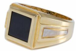 Ékszershop Fekete köves bicolor arany pecsétgyűrű (1264134)