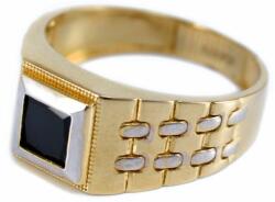 Ékszershop Bicolor fekete köves arany pecsétgyűrű (1236555)