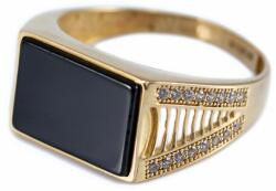 Ékszershop Fehér-fekete köves arany pecsétgyűrű (1235164)