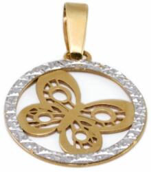Ékszershop Kör alakú bicolor pillangós arany medál (1202900)
