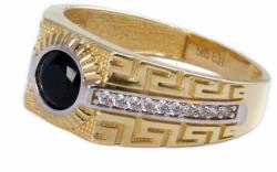 Ékszershop Fekete-fehér köves bicolor férfi arany pecsétgyűrű (1259094)