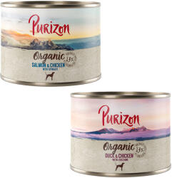 Purizon Purizon Pachet economic Organic 24 x 200 g - mixt: 12 Rață și pui cu dovlecel, Somon spanac
