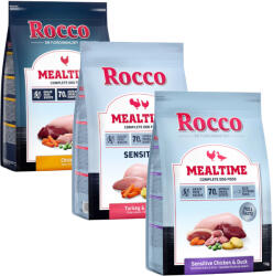 Rocco Rocco 10 % reducere! 3 x 1 kg Mealtime Hrană uscată câini - Mix de pasare: Pui, Sensitive Curcan & Pui Rață
