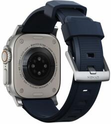 NOMAD Curea rezistenta la apa NOMAD Rugged Strap compatibila cu Apple Watch 4/5/6/7/8/9/SE/Ultra1/2 42/44/45/49mm Atlantic Blue/Silver (NM01296485)