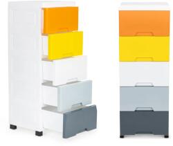 ModernHOME 5 fiókos univerzális tároló szekrény, 84.5 x 32.5 x 31 cm, többszínű/fehér