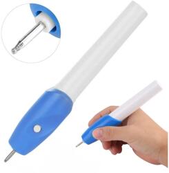 Verk Group Gravírozó toll 2 db gravírozó heggyel, akkumulátorral, 16cm x 3cm, kék-fehér