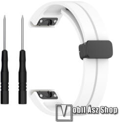 Okosóra D-gyűrűs sportszíj - FEHÉR - szilikon, mágneses speciális csatos - 20mm széles QUICKFIT csatlakozó - Garmin Fenix 7S / 6S / 6S Pro / 5S / 5S Plus / 5S Plus Sapphire