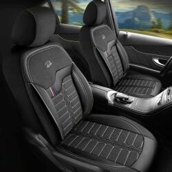 Panda Set Huse Scaune Auto pentru Citroen C2 - Panda Londra, cu fermoare pentru bancheta rabatabila, negru gri, 11 piese