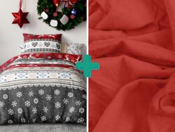  2x lenjerie de pat de flanel CERBUL DE CRACIUN rosu + cearceaf jersey EXCLUSIV rosu 180 x 200 cm Lenjerie de pat