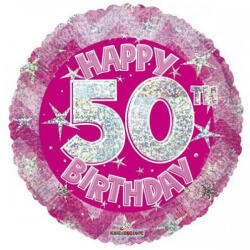 Conver 50. Évszámos lufi, hologramos pink fólia, happy b
