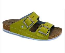 LEDI Anatomic Női bőr papucs 92/NEO, neon sárga, csatos (ORH152801)