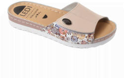 LEDI Anatomic Női bőr papucs 200/4, púder-virágmintás, tépőzáras (ORH596808)