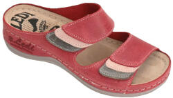 LEDI Anatomic Női bőr papucs 425/OR61, bordó nubuk szürke és pink csíkokkal, tépőzáras (ORH717923)