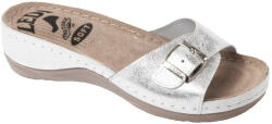 LEDI Anatomic Női bőr papucs 407/S1, ezüst, csatos (ORH164207)