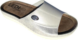 LEDI Anatomic Női bőr papucs 200/1, fehér-ezüst, tépőzáras (ORH530616)