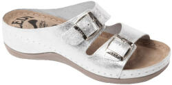 LEDI Anatomic Női bőr papucs 404/S1, csillogó ezüst, csatos (ORH461886)
