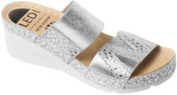 LEDI Anatomic Női bőr papucs 101/4, ezüst mintás, gumis pántok (ORH534545)