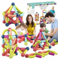 Procart Set magnetic de constructie, joc creativ pentru copii, 66 piese diferite forme si culori