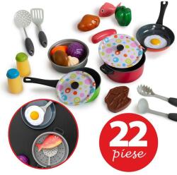 ProCart Set 22 accesorii bucatarie copii, alimente, condimente, oale, ustensile, multicolor