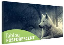Tablou canvas fosforescent Lup alb 80cm x 40 cm