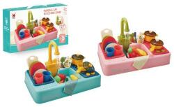 MalPlay Set chiuveta/ustensile bucatarie pentru copii, oala, plita, cesti, farfurii, lingura, 43, 5 x 27 x 7 cm, plastic, multicolor