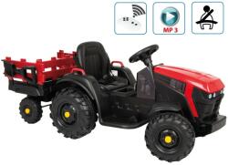 ENERO Tractor electric pentru copii, centura de siguranta, faruri, remorca inclusa, telecomanda, muzica