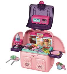 ProCart Mini bucatarie pentru copii, masuta inghetata cu 18 accesorii in ghiozdanel roz