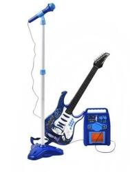  Chitara electrica cu microfon, 6 melodii, reglare ritm, curea chitara, cablu MP3, albastru Instrument muzical de jucarie