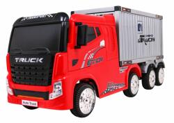  Camion container cu semiremorca, 12V, roti spuma EVA, faruri LED, MP3, USB, comutator pe volan, 175x49x76cm