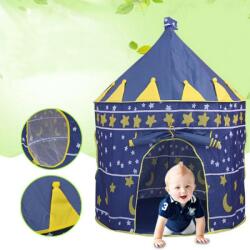 Procart Cort tip castel pentru copii, imprimeu stele si luna, 135x105 cm, albastru
