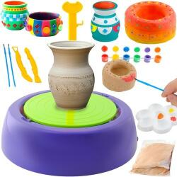 Kruzzel Roata olarului pentru copii, 2 viteze, lut, vopsele colorate, pensule, joc interactiv