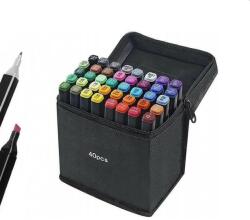 Procart Set 40 markere multicolore cu 2 capete pentru scriere, geanta depozitare inclusa