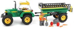  Blocuri de constructie, tractor cu remorca, 1 figurina inclusa, varsta recomandata 6 ani +, verde