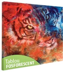  Tablou fosforescent Tigru albastru si rosu 80 cm x 80 cm