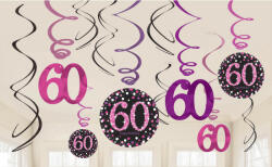 Happy Birthday Pink 60 szalag dekoráció 12 db-os szett (DPA9900621)