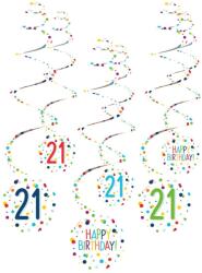  Konfettis Happy Birthday 21 szalag dekorációs szett 6 db-os (DPA9909830)
