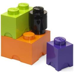 Lego tárolódobozok Multi-Pack 4 db - lila, fekete, narancs, zöld