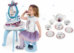 Smoby Set masă cosmetică cu scaun 2 în 1 Smoby Frozen cu set de ceai din porțelan Frozen (SM320233-7)