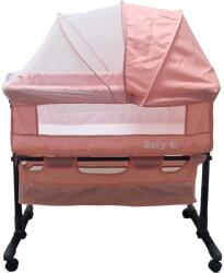 Baby Care Kiságy baba hintaszékké alakítható Baby Care Co-Sleeper, Rovarhálóval és tárolókosárral, Modern kialakítás, 4 kerék fékekkel, Méretek 85X95X50 cm, Matrac mellékelve, Alumínium váz, Rózsaszín (BCSLEEPE