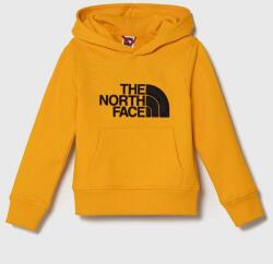 The North Face bluza copii culoarea galben, cu glugă, cu imprimeu PPYX-BLK07A_18X