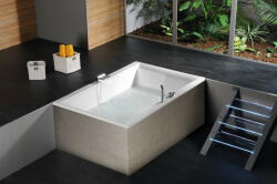 POLYSAN Dupla kétszemélyes aszimmetrikus akril fürdőkád tartó kerettel 180x120x54 cm, fehér 13711 (13711)