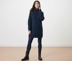 Tchibo Hosszú kötött pulóver fonott mintával Sötétkék XL 48/50