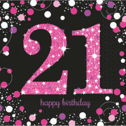 Happy Birthday 21 Pink szalvéta 16 db-os 33x33 cm (DPA9900587) - mesesajandek