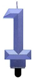 Kék 1-es Diamond Metallic számgyertya, tortagyertya (MLG162813) - mesesajandek