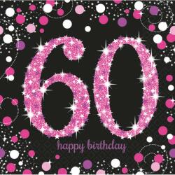 Happy Birthday 60 Pink szalvéta 16 db-os 33x33 cm (DPA9900619) - mesesajandek