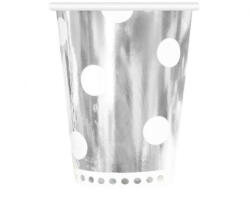 Ezüst B&C Polka Dots Silver papír pohár 6 db-os 266 ml (MLG128178)